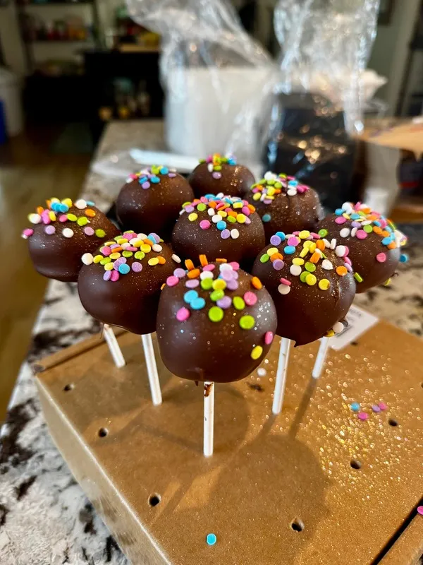 Chocolate cake pops with sprinkles