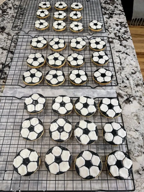 Soccer ball decorated cookies